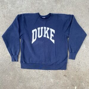 Vintage 90s DUKE University Reverse Weave Crewneck Sweatshirt XXL Navy Blue